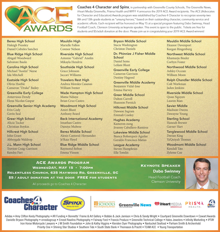 ACE Awards COACHES 4 CHARACTER / C0ACHES FOR CHARACTER